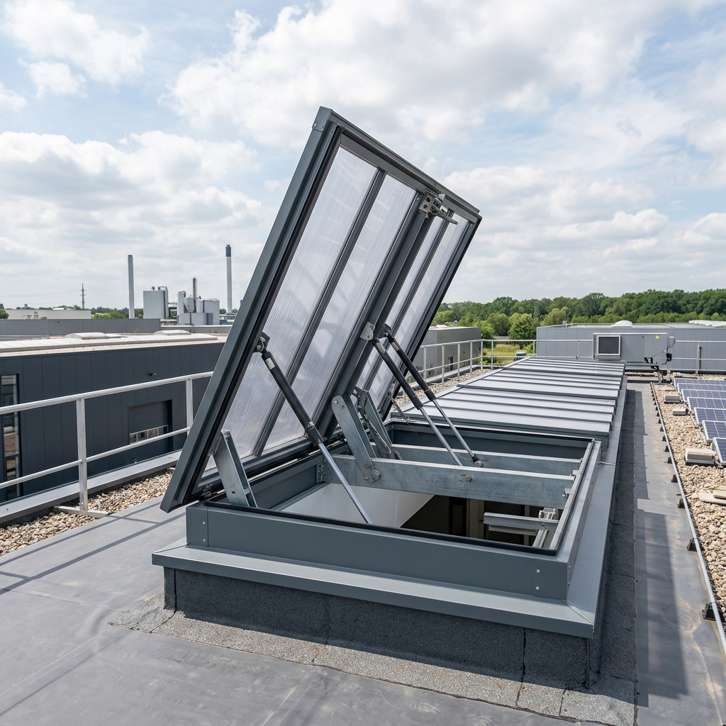 Зенітний ліхтар з механізмом відкриття